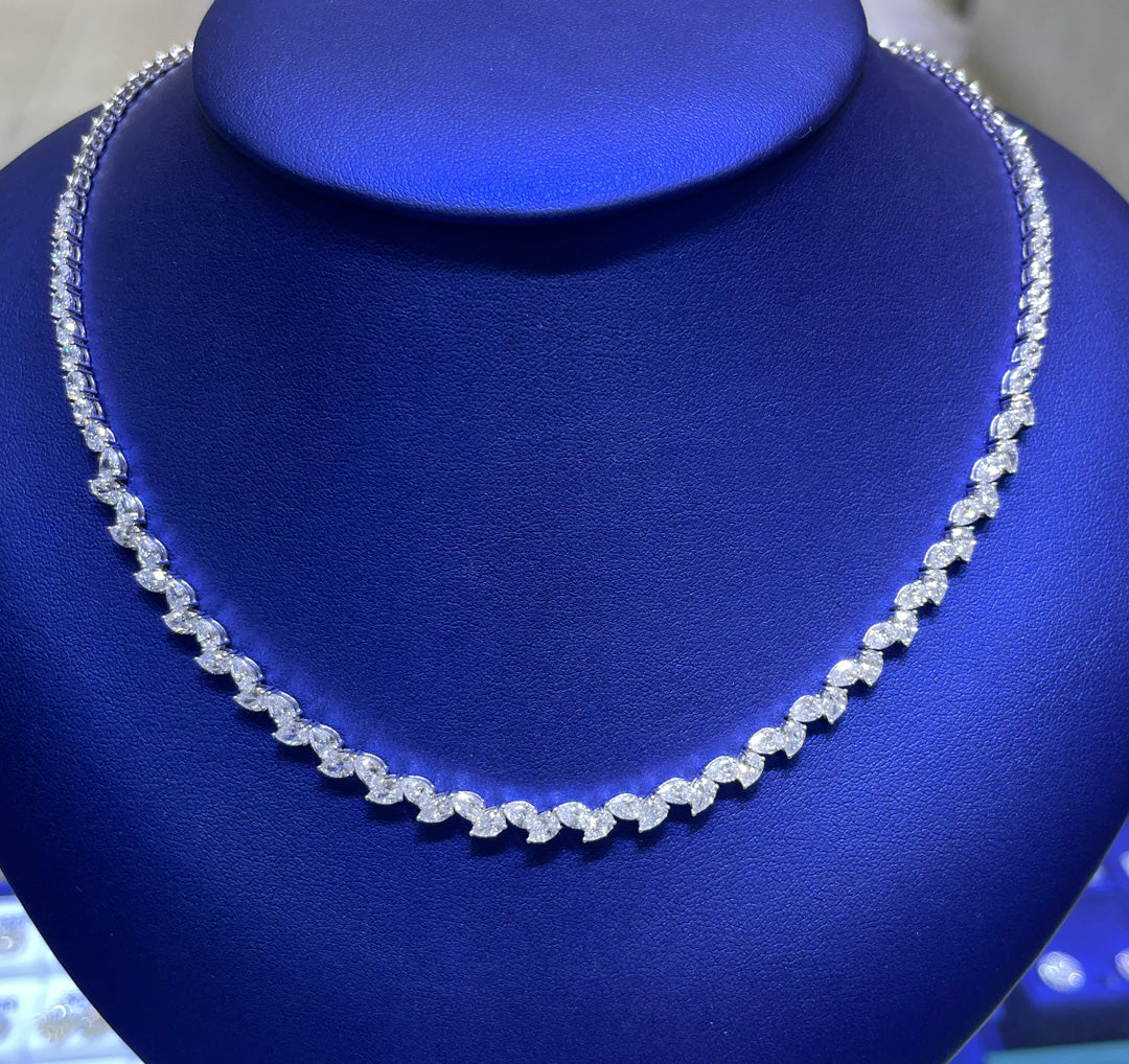 14K Gold 9.22ctw Lab Grown Pear Cut Diamond Necklace