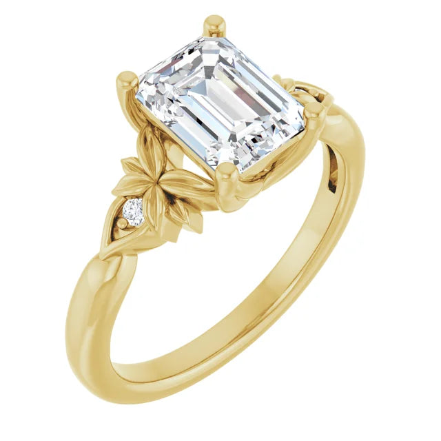 14K Gold Emerald Cut [2.05ctw] Lab-Grown Diamond [D - VVS2] Engagement Ring
