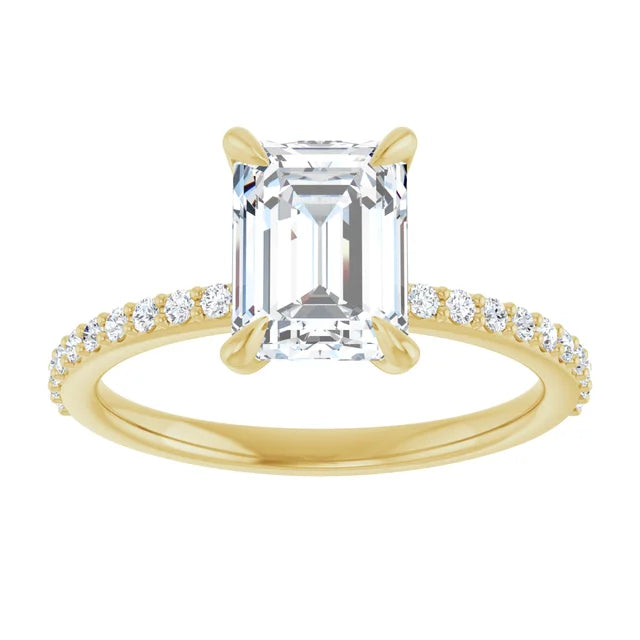 14K Gold Emerald Cut [1.62ctw] Lab-Grown Diamond [D - VVS2] Engagement Ring