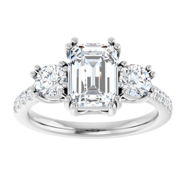 14K Gold Emerald Cut [2.09ctw] Lab-Grown Diamond [E - VVS2] Engagement Ring