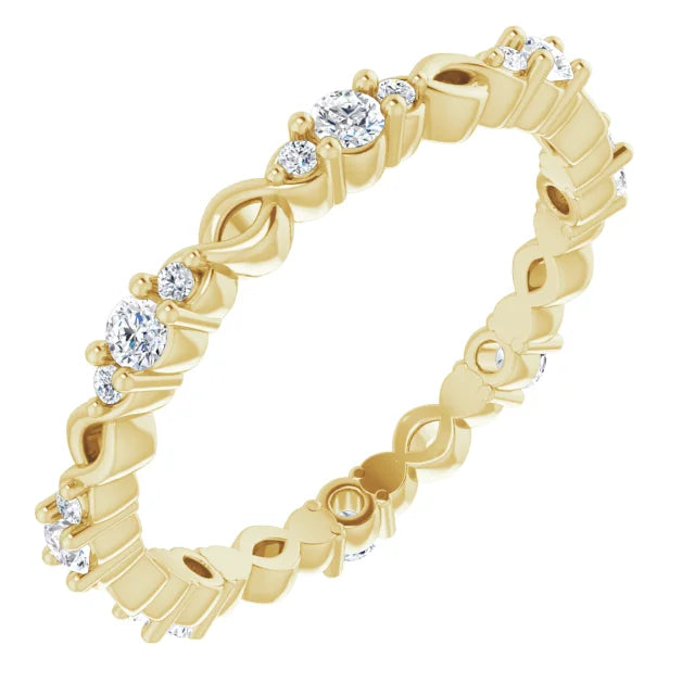 14K Round 3 Prong Natural Diamond Eternity Ring