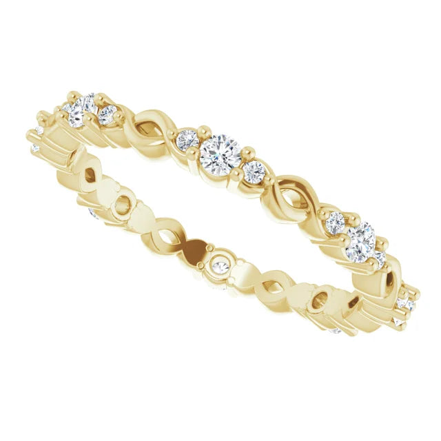 14K Round 3 Prong Natural Diamond Eternity Ring