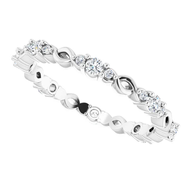 14K Round 3 Prong Natural Diamond Eternity Ring