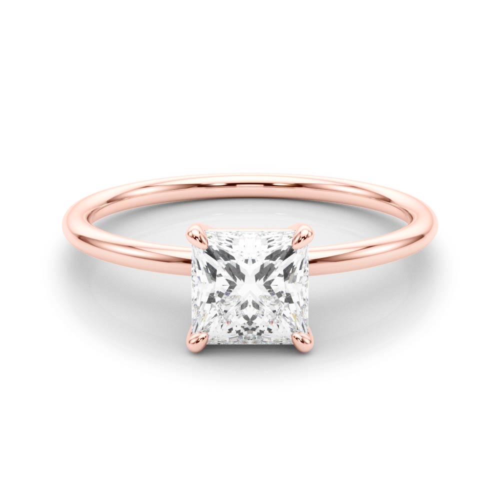 14KT Gold Princess Cut Solitaire Lab Grown Diamond Engagement Ring (1 CTW to 5 CTW)