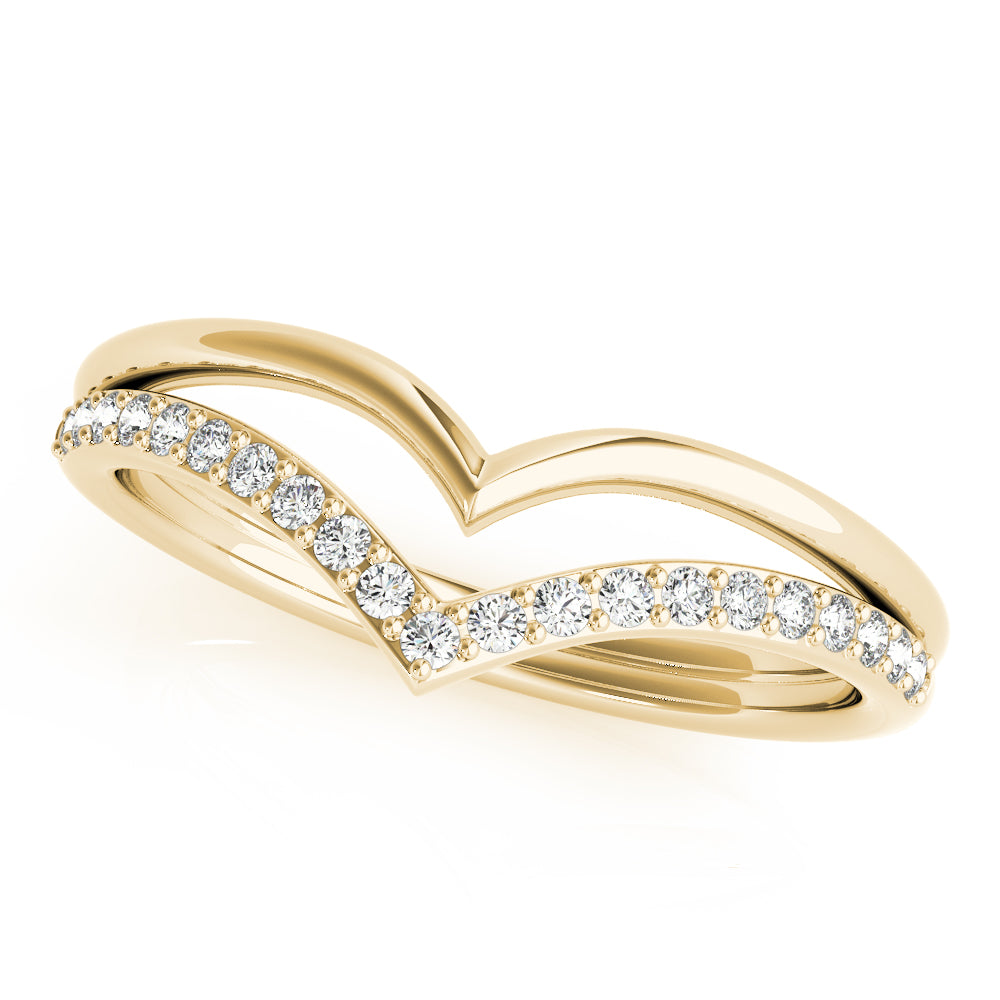 14K Chevron Round Wedding Ring