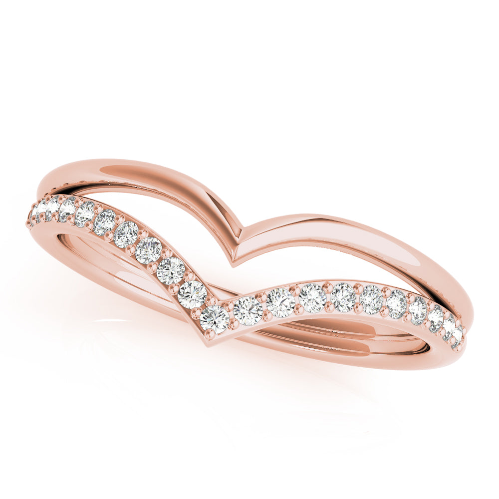 14K Chevron Round Wedding Ring