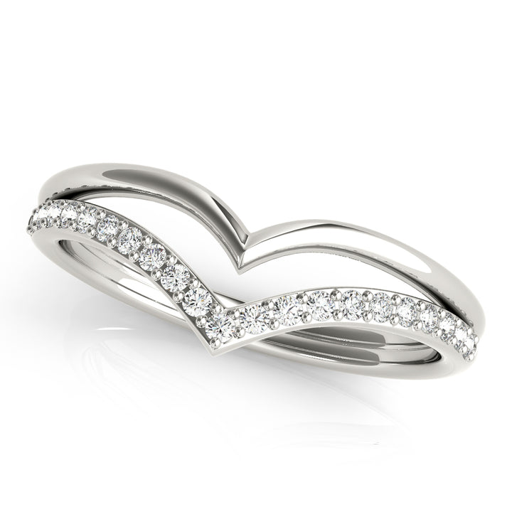 14K Chevron Round Wedding Ring