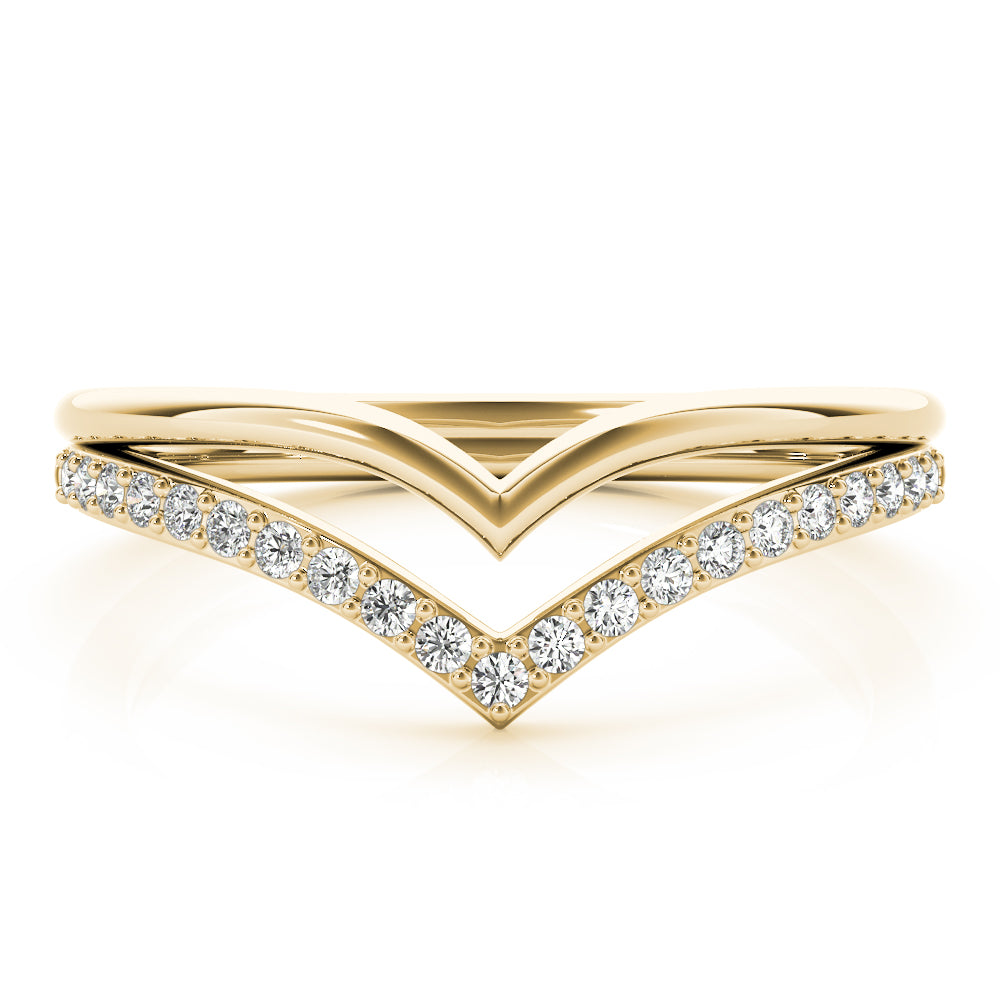 14K Chevron Round Wedding Ring