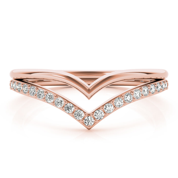 14K Chevron Round Wedding Ring