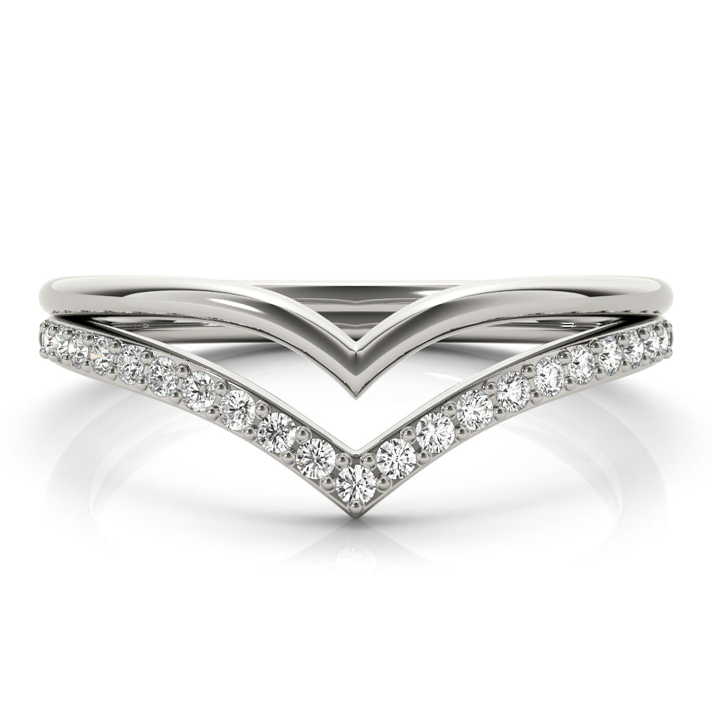 14K Chevron Round Wedding Ring