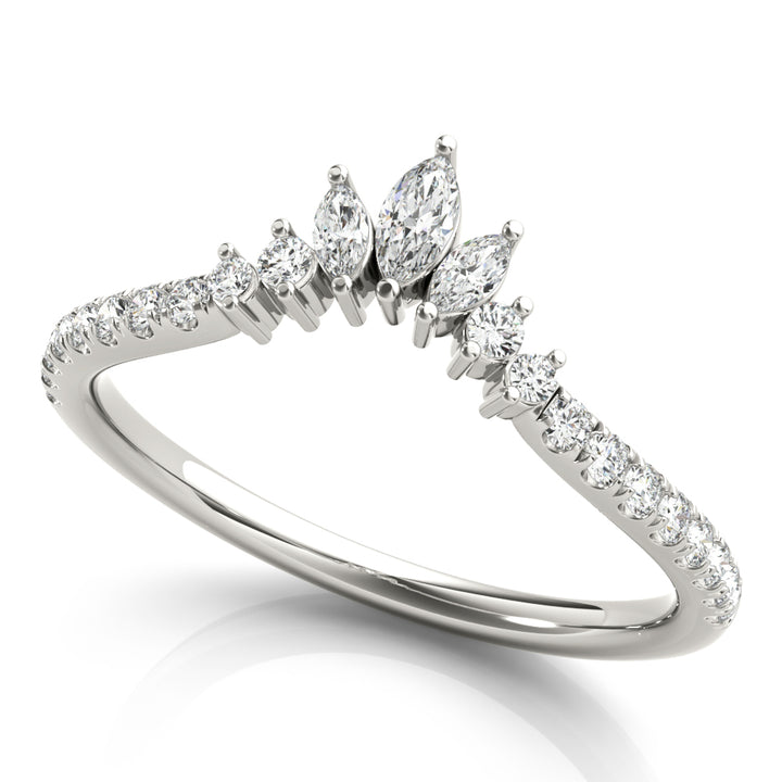 14K Marquise Round Wedding Ring