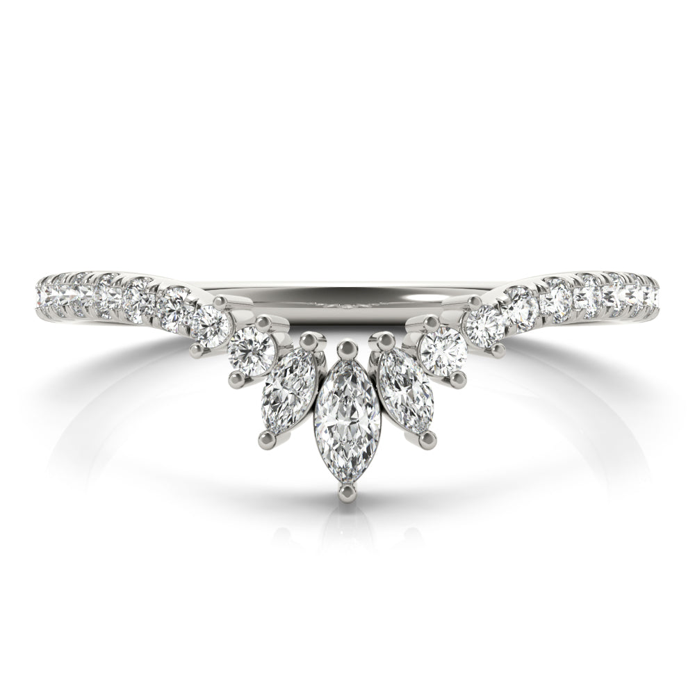 14K Marquise Round Wedding Ring