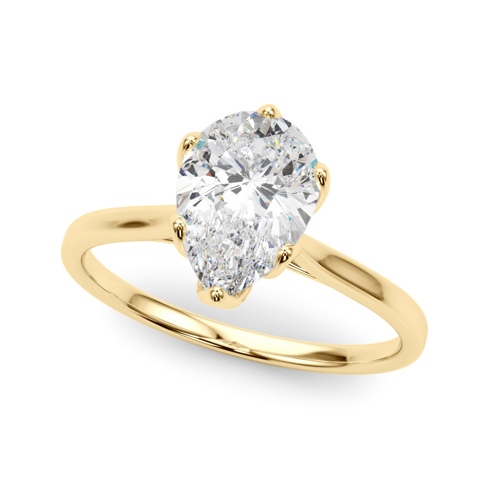 14KT Gold Pear Cut Solitaire Lab Grown Diamond Engagement Ring (1 CTW to 5 CTW)