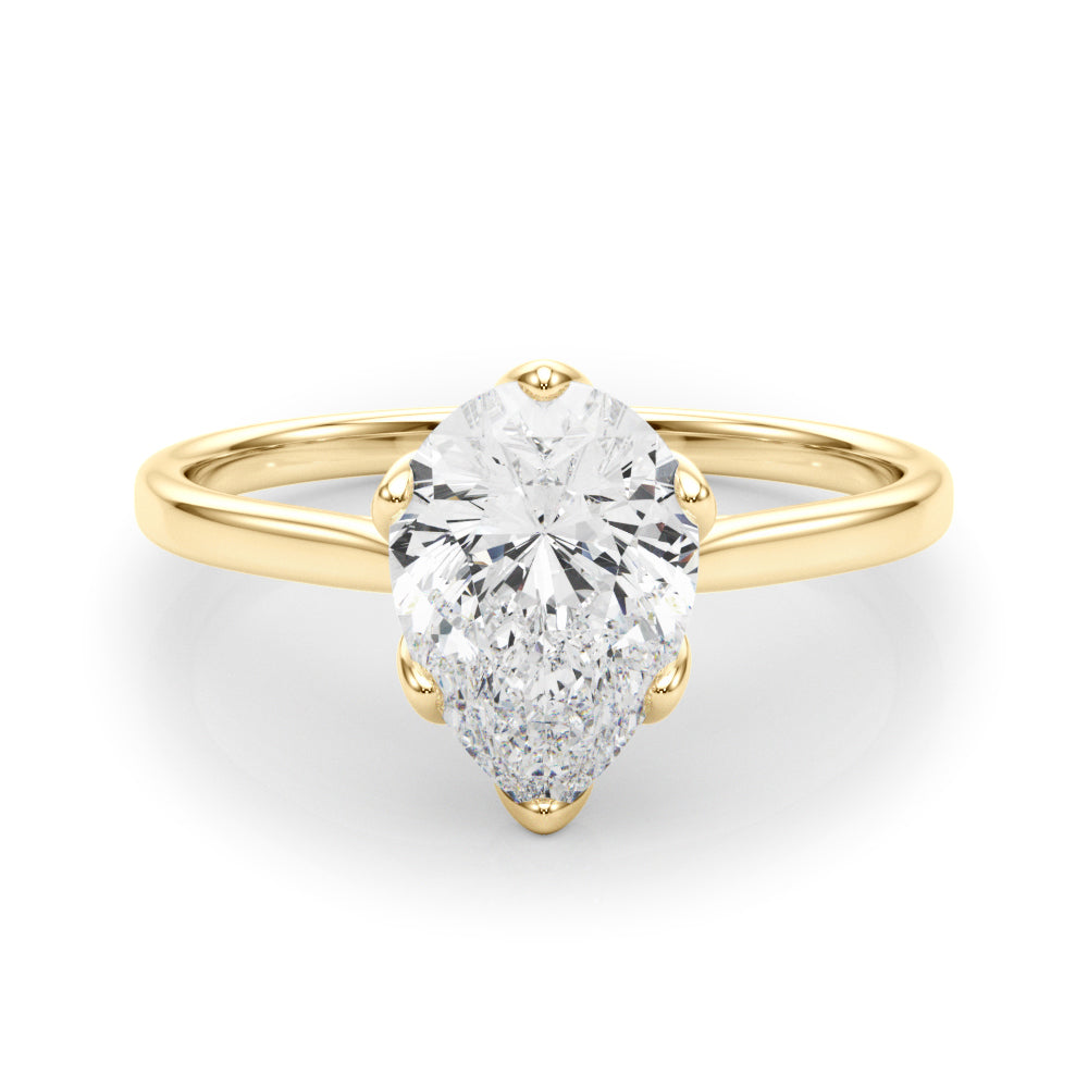 14KT Gold Pear Cut Solitaire Lab Grown Diamond Engagement Ring (1 CTW to 5 CTW)