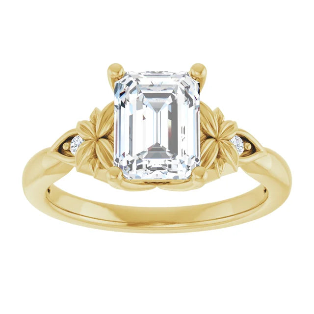 14K Gold Emerald Cut [2.05ctw] Lab-Grown Diamond [D - VVS2] Engagement Ring