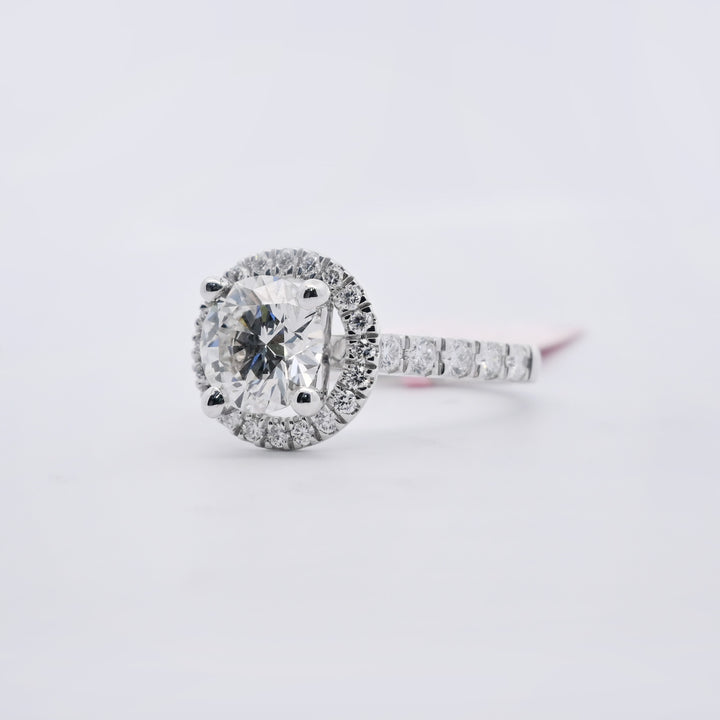 14K Gold 2.69 CT Lab Grown Round Brilliant Cut Halo Diamond Engagement Ring