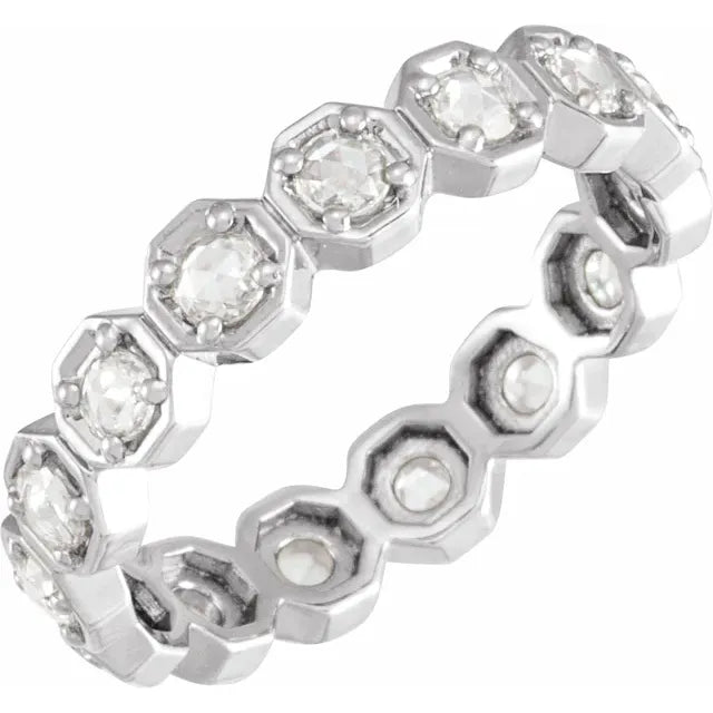 14K Round Rose Cut Natural Diamond Eternity Ring (3mm)