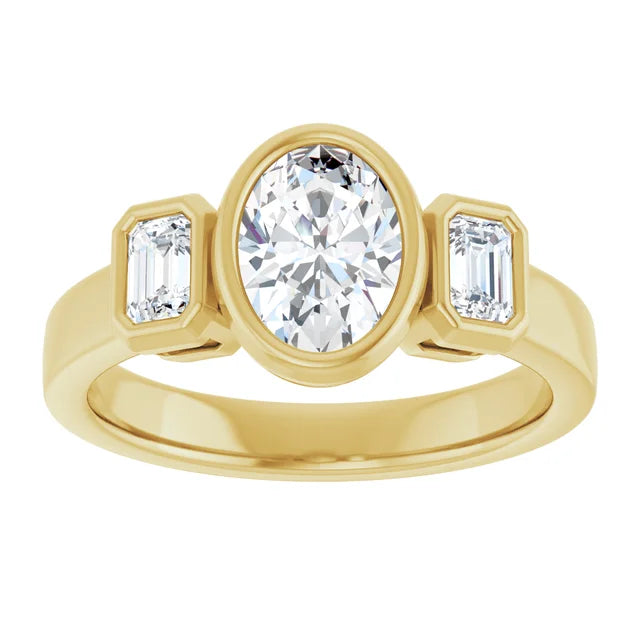 14K Gold Oval Lab-Grown 0.90ctw Diamond Engagement Ring