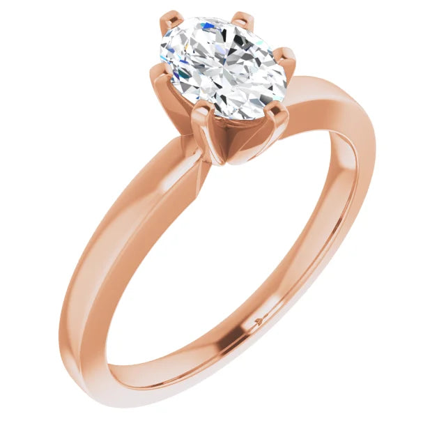 14K Gold Oval Lab-Grown 0.52ctw Diamond Engagement Ring