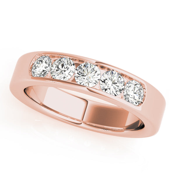 14K Channel Set 5 Stone Wedding Ring (1/4 ct.wt)