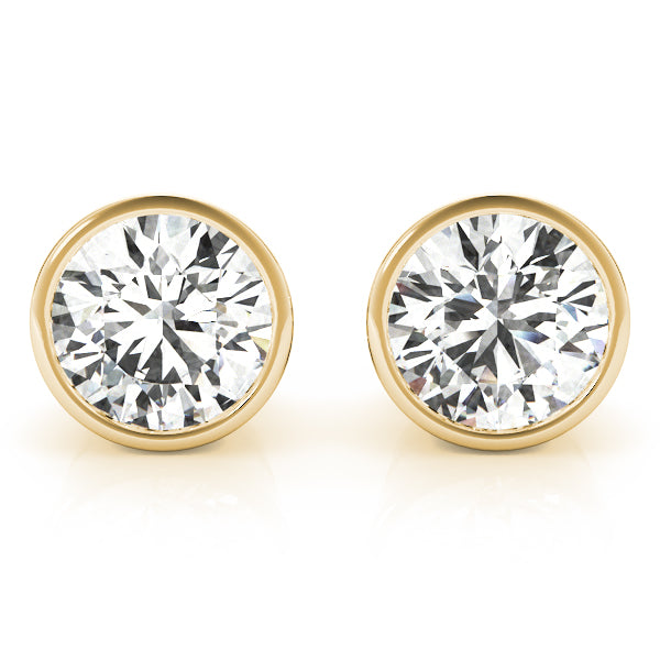 Round Bezel Stud Earrings