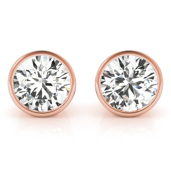 Round Bezel Stud Earrings