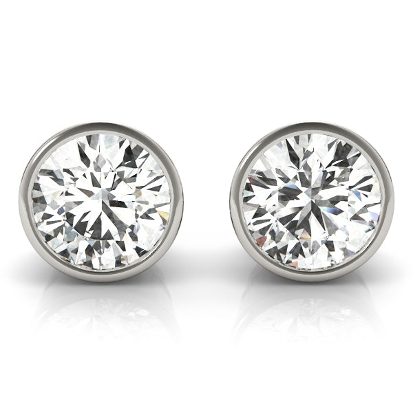 Round Bezel Stud Earrings