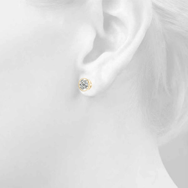 Round Bezel Stud Earrings