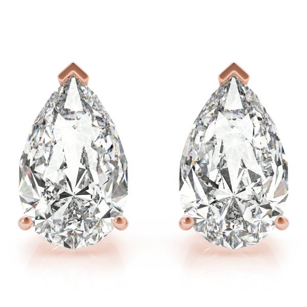 3 Prong Pear Diamond Earring