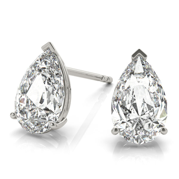 3 Prong Pear Diamond Earring