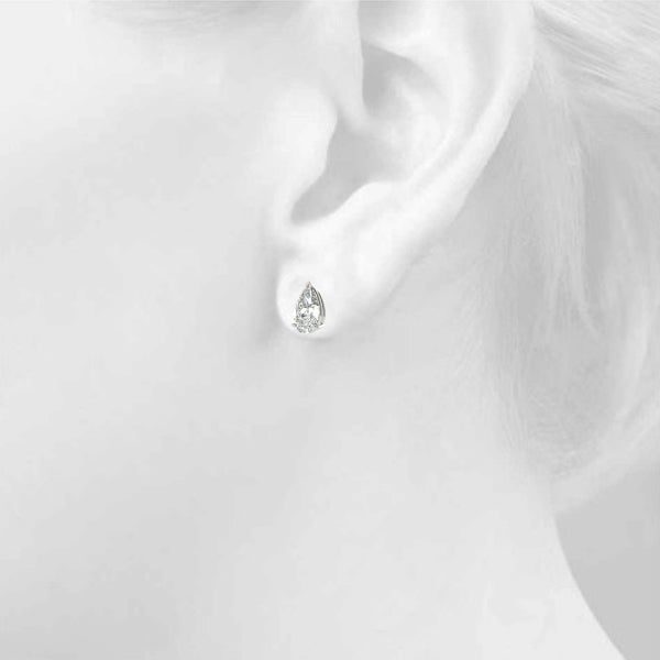 3 Prong Pear Diamond Earring