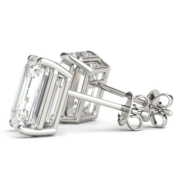 Emerald Cut 2 Wire Stud Earring – BridalX