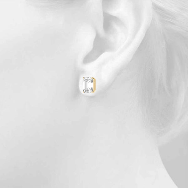 Emerald Cut 2 Wire Stud Earring