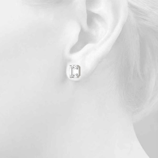 Emerald Cut 2 Wire Stud Earring