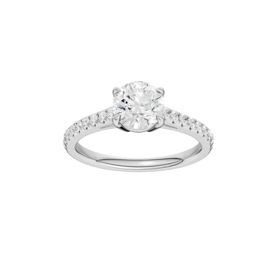 14K Gold Round Solitaire Brilliant [1.25ct] Lab-Grown Diamond [H I - VS] Engagement Ring