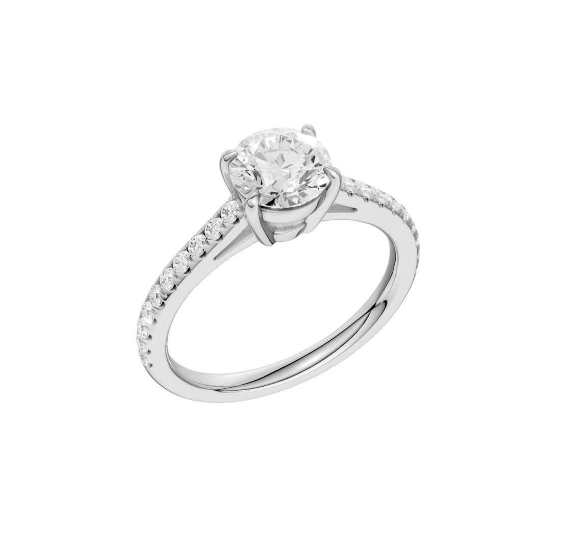 14K Gold Round Solitaire Brilliant [1.25ct] Lab-Grown Diamond [H I - VS] Engagement Ring