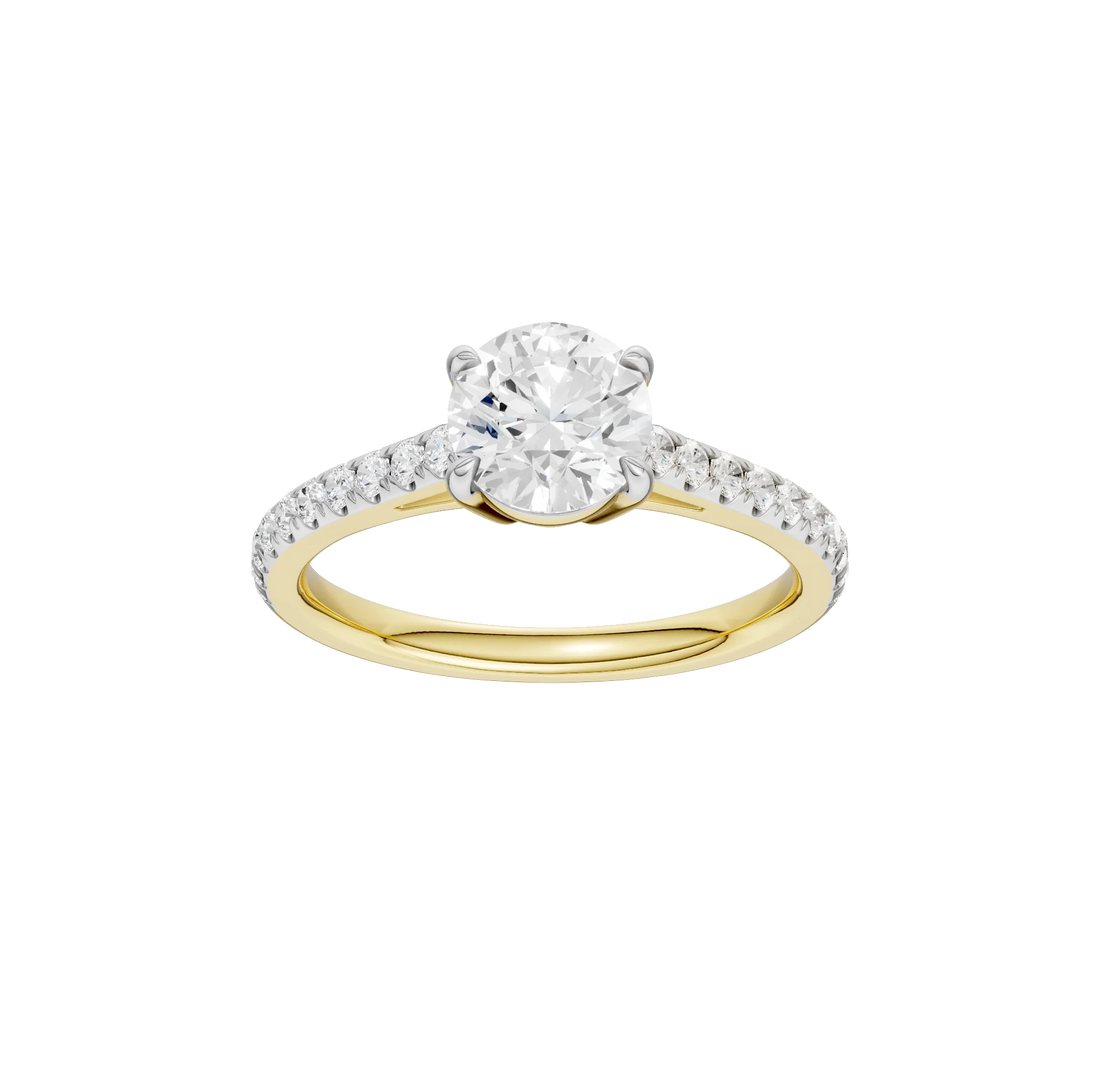 14K Gold Round Solitaire Brilliant [1.25ct] Lab-Grown Diamond [H I - VS] Engagement Ring