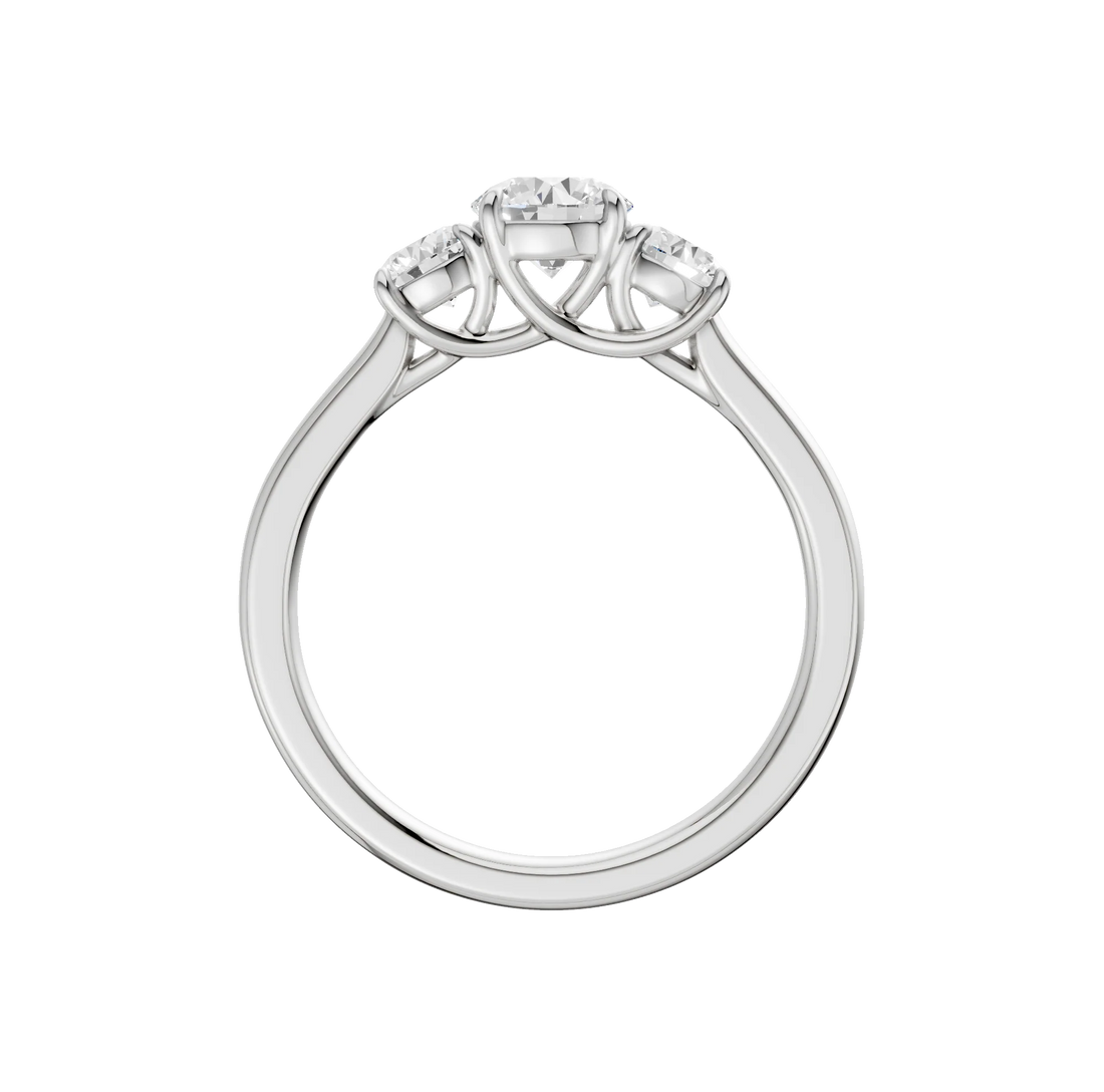 14K Gold Round Three Stone [1.00ct] Lab-Grown Diamond [H I - VS] Engagement Ring