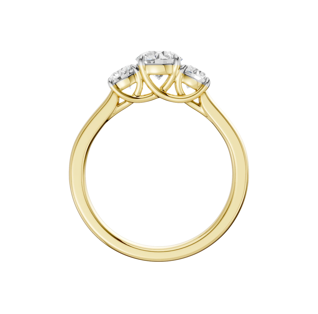 14K Gold Round Three Stone [1.00ct] Lab-Grown Diamond [H I - VS] Engagement Ring