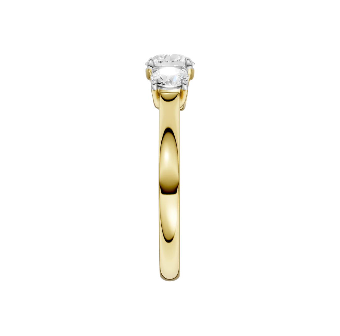 14K Gold Round Three Stone [1.00ct] Lab-Grown Diamond [H I - VS] Engagement Ring