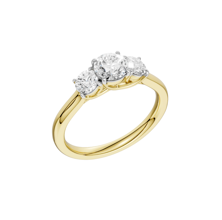 14K Gold Round Three Stone [1.00ct] Lab-Grown Diamond [H I - VS] Engagement Ring