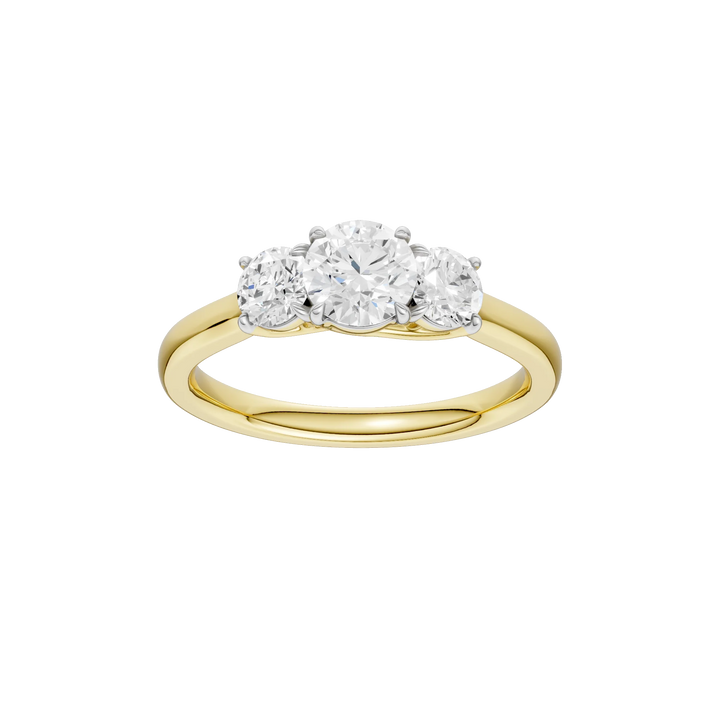 14K Gold Round Three Stone [1.00ct] Lab-Grown Diamond [H I - VS] Engagement Ring