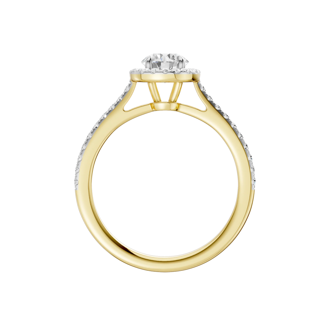 14K Gold Round Single Halo [1.00ct] Lab-Grown Diamond [H I - VS] Engagement Ring