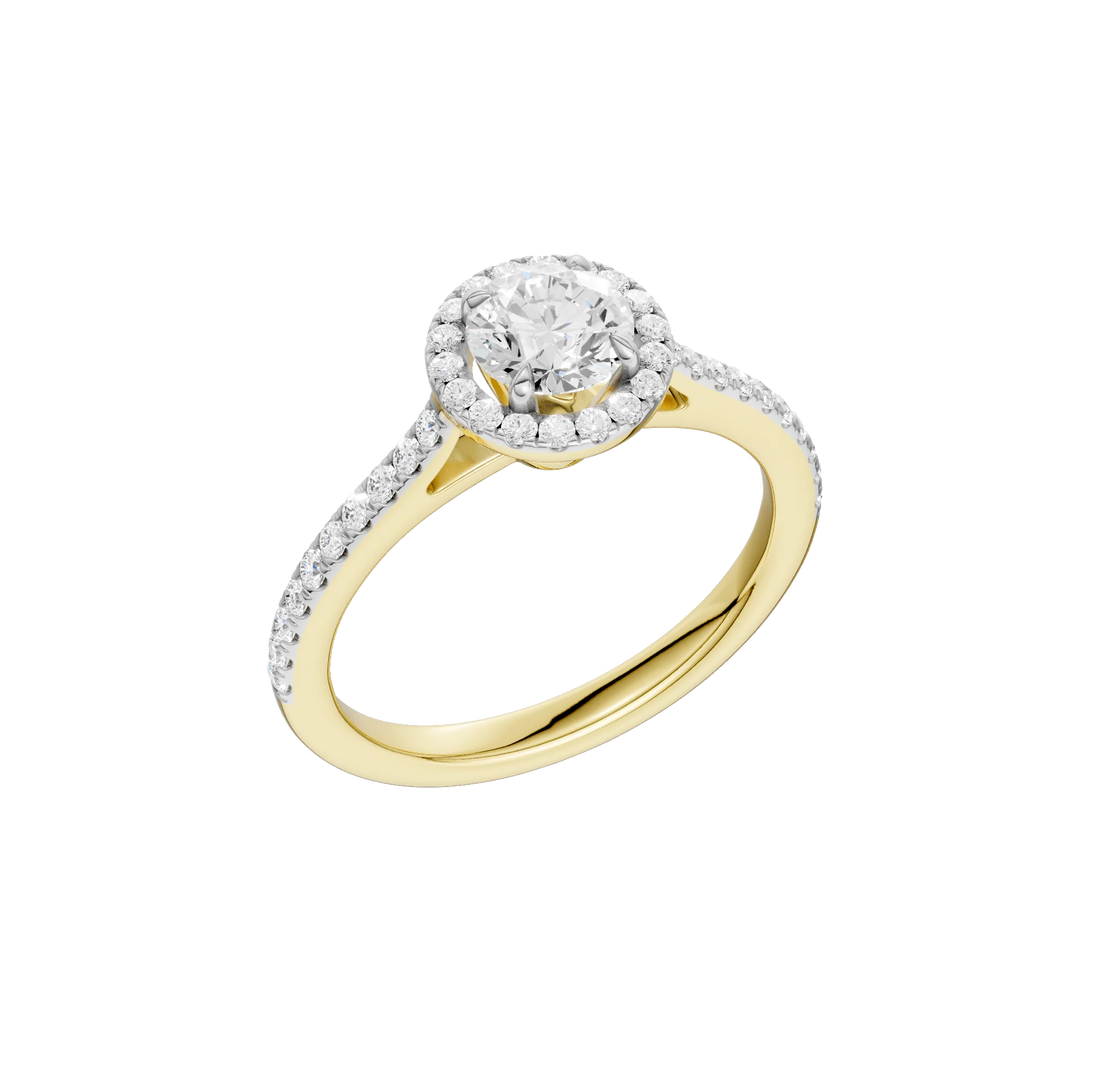 14K Gold Round Single Halo [1.00ct] Lab-Grown Diamond [H I - VS] Engagement Ring