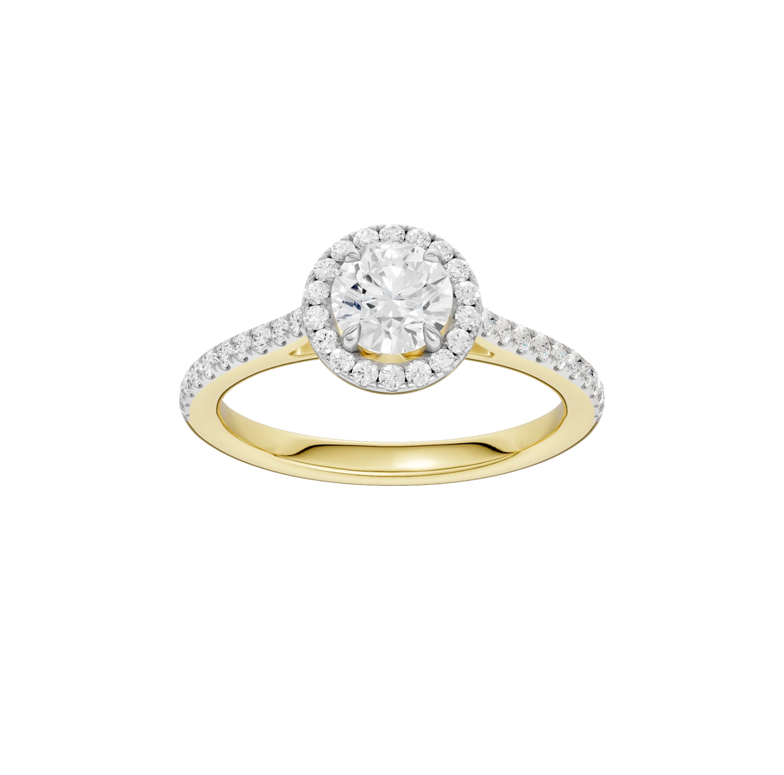 14K Gold Round Single Halo [1.00ct] Lab-Grown Diamond [H I - VS] Engagement Ring