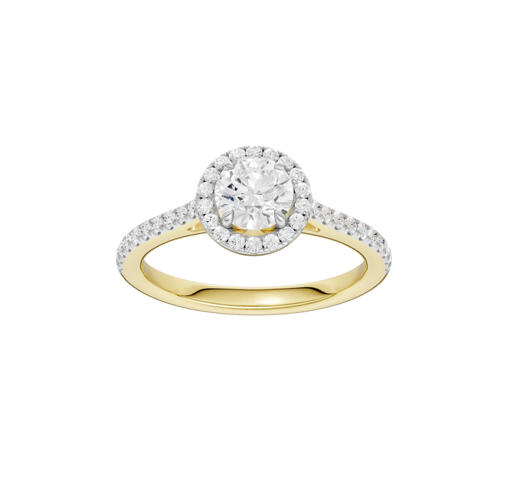 14K Gold Round Single Halo [1.00ct] Lab-Grown Diamond [H I - VS] Engagement Ring