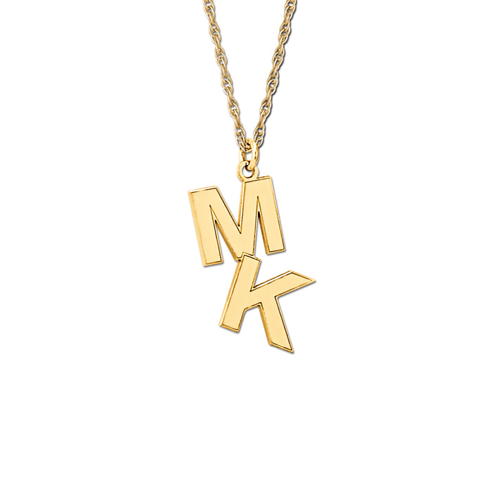 14K Gold Custom 2 Row Initial Off Set