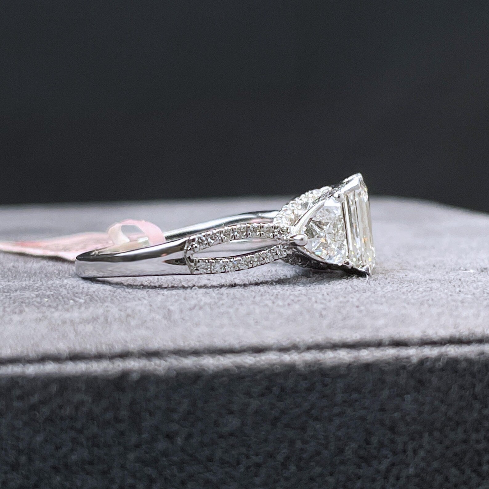 14K Gold 3.45CTW Emerald Cut Diamond Engagement Ring