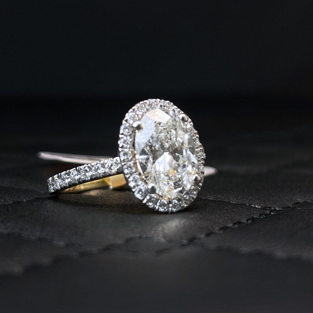 14K Gold 2.40CTW Oval Cut Halo Diamond Engagement Ring