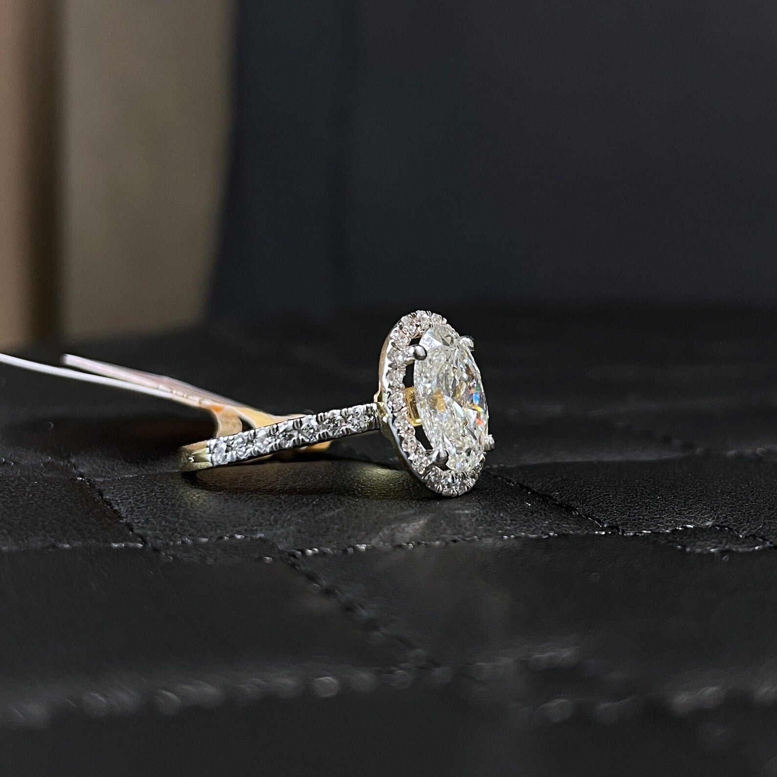 14K Gold 2.40CTW Oval Cut Halo Diamond Engagement Ring